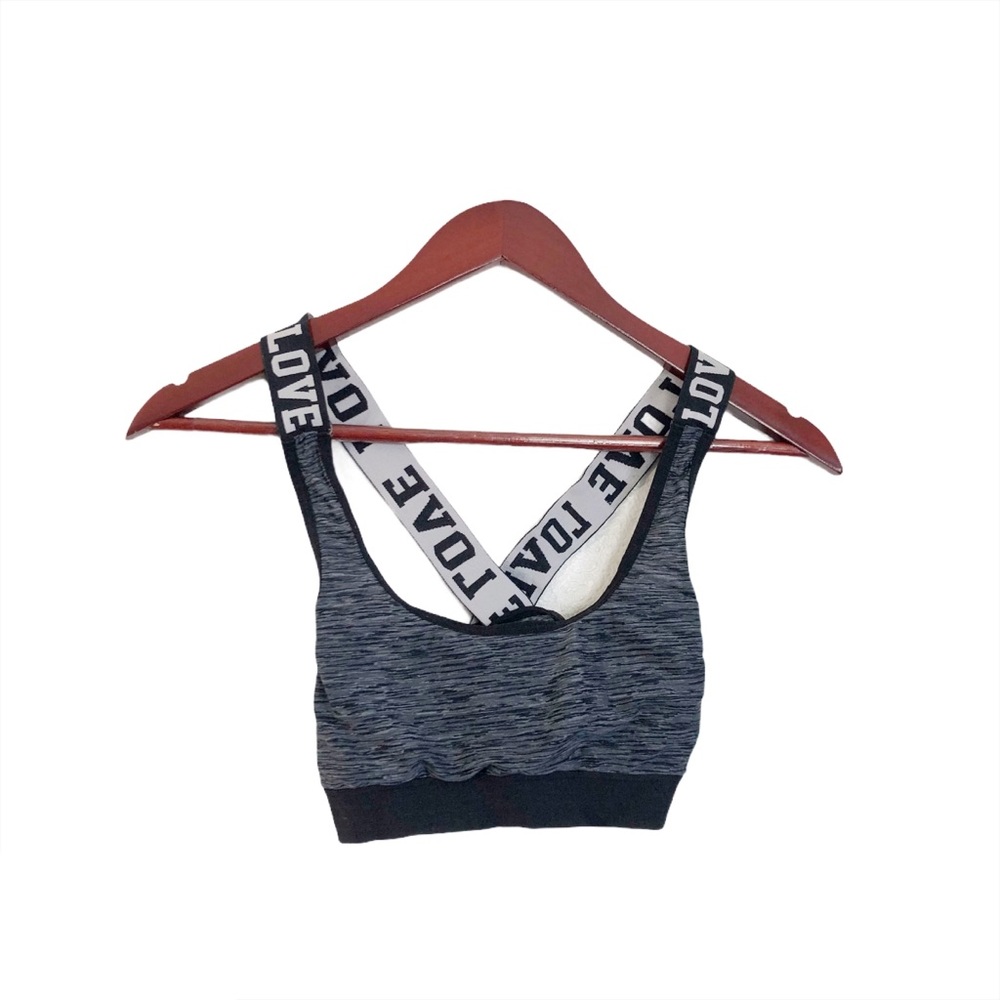 Gray Love Workout Sports Bra